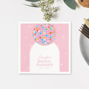 Serviette En Papier Fête des mariées moderne Retro Pink Disco Ball les