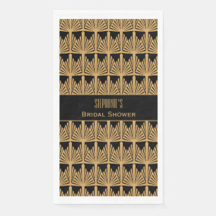 Serviette En Papier Fête des mariées Motif Gold et Black Art Déco