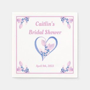 Serviette En Papier Fête des mariées Napkin - Coeur d'aquarelle rose