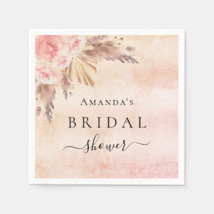Serviette En Papier Fête des mariées pampas herbe rose or rose rose fl
