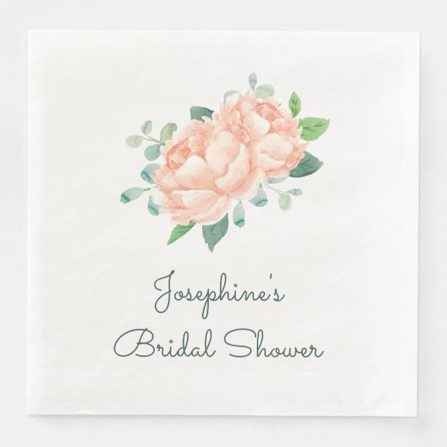 Serviette En Papier Fête des mariées Peach Peony (Devant)