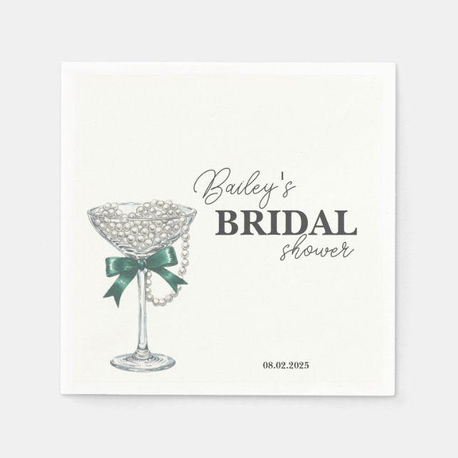 Serviette En Papier Fête des mariées Pearl et Bow Napkin (Devant)