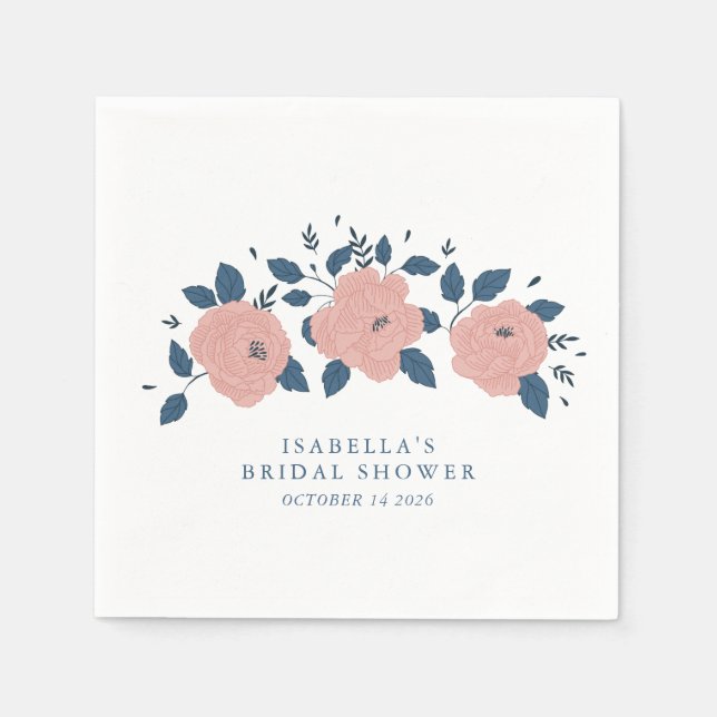 Serviette En Papier Fête des mariées personnalisée Boho Flush Rose sou (Devant)