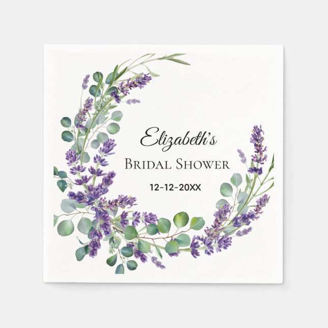 Serviette En Papier Fête des mariées personnalisée Boho Lavender Eucal (Devant)