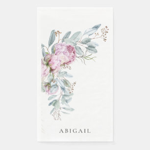 Serviette En Papier Fête des mariées personnalisée Boho Pink Peonies