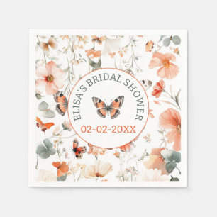 Serviette En Papier Fête des mariées PERSONNALISÉE D'Aquarelle Papillo
