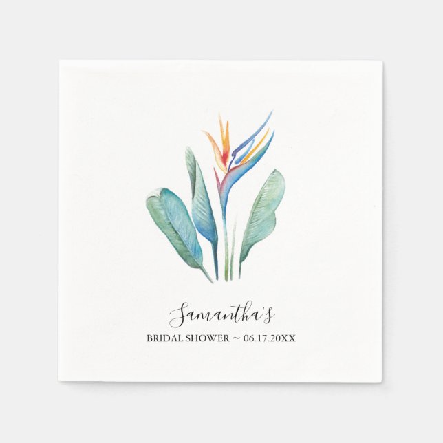 Serviette En Papier Fête des mariées personnalisée Fleur tropicale (Devant)
