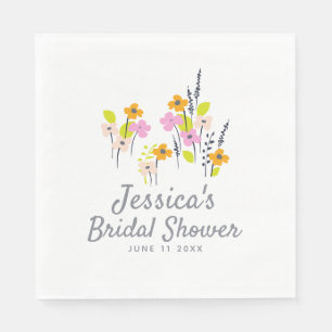 Serviette En Papier Fête des mariées personnalisée Fleurs sauvages de 