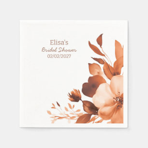 Serviette En Papier Fête des mariées personnalisée Mocha Blooms Waterc