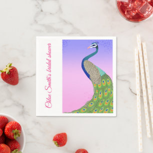 Serviette En Papier Fête des mariées rose bleu Peacock thème