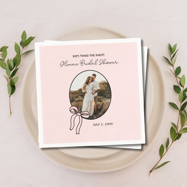 Serviette En Papier Fête des mariées rose Coquette personnalisée (Personalized Coquette Pink Bridal Shower Napkins)