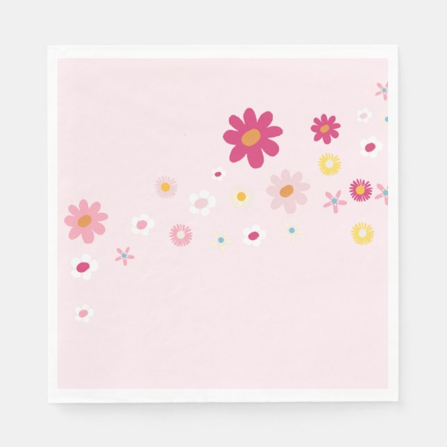 Serviette En Papier Fête des mariées rose Super de marguerite rétro (Devant)