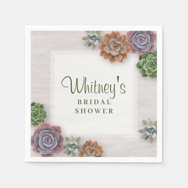 Serviette En Papier Fête des mariées Rustique Succulents (Devant)