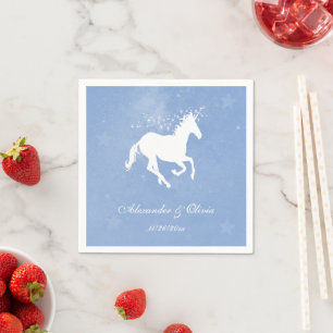 Serviette En Papier Fête des mariées Unicorne Bleue Napkin