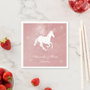 Serviette En Papier Fête des mariées Unicorne rose Napkin