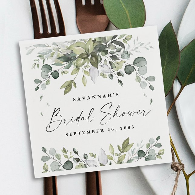 Serviette En Papier Fête des mariées Verdure Elégante Aquarelle Bohème (Créateur téléchargé)