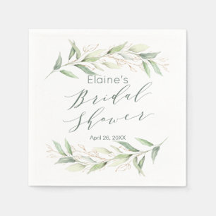 Serviette En Papier Fête des mariées verte et dorée
