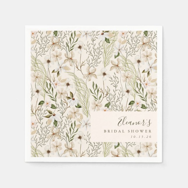 Serviette En Papier Fête des mariées Whimsical Boho Green Foliage (Devant)