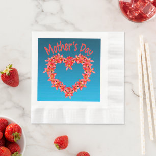 Serviette En Papier Fête des Mères - Illustration de cœur de tulipes s