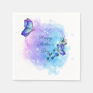 Serviette En Papier Fête des mères personnalisée Fleur papillon