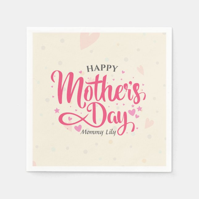 Serviette En Papier Fête des mères personnalisées | Napkin (Devant)