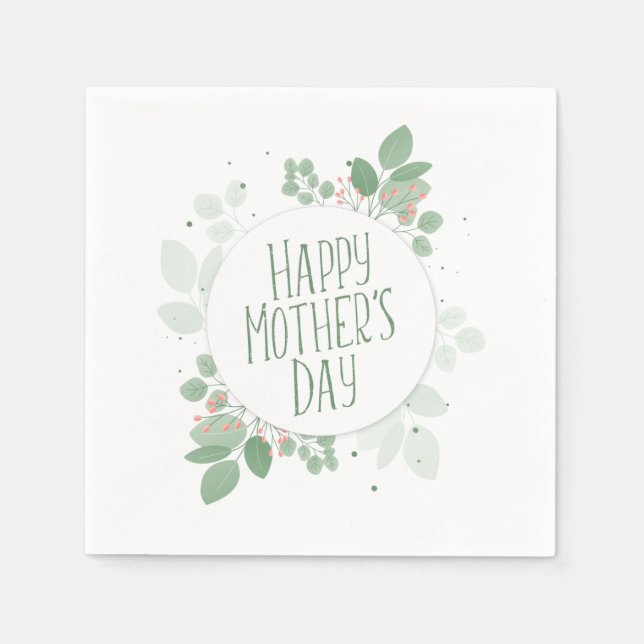 Serviette En Papier Fête des mères Serment vert Feuille | Serviette en (Devant)