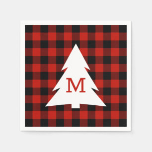 Serviette En Papier Fête des Monogrammes de Plantation de Buffalo rou