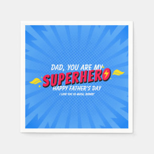 Serviette En Papier Fête des Pères sur le thème des super-héros rétro
