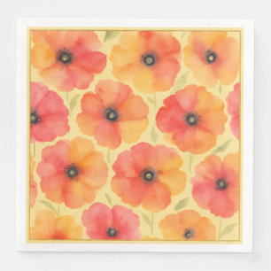Serviette En Papier Fête d'été aux aquarelles florales vives