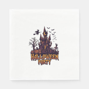 Serviette En Papier Fête d'Halloween Château Hanté Citrouilles Chauves