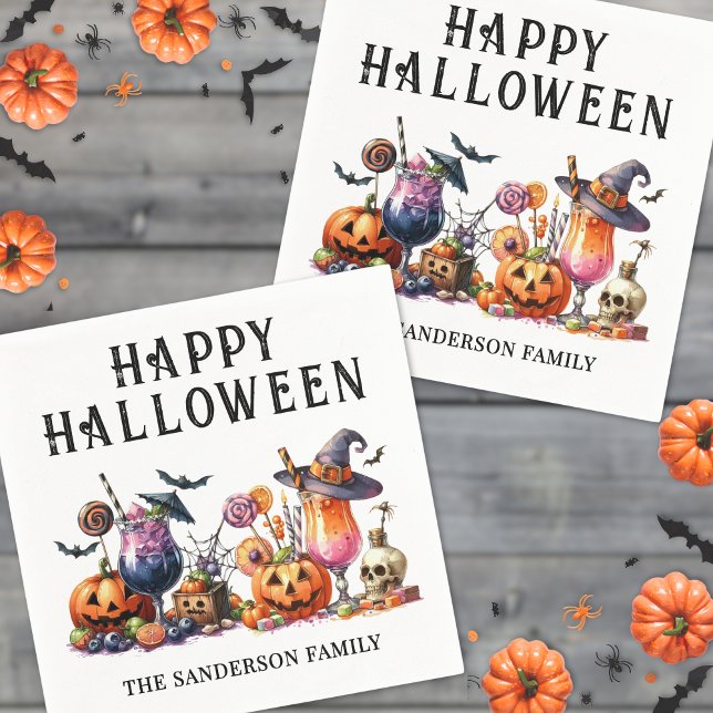Serviette En Papier Fête d'Halloween personnalisée (Personalized Halloween Party Napkins)