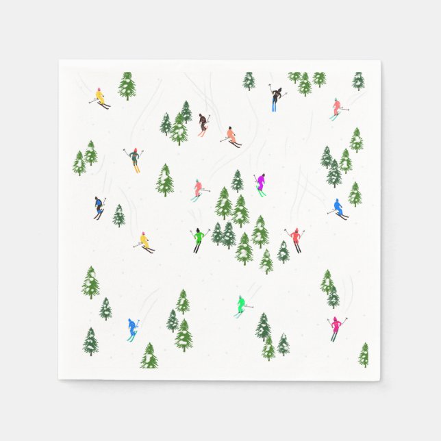 Serviette En Papier Fête d'Illustration de ski alpin Freeride (Devant)