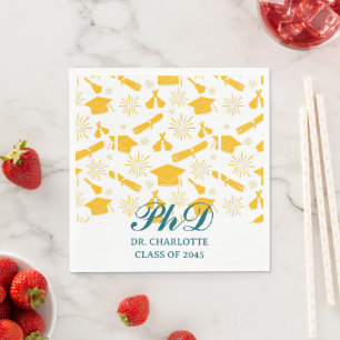 Serviette En Papier Fête d'obtention du diplôme de doctorat unique