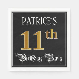 Serviette En Papier Fête du 11e anniversaire — Script fantaisie, Faux 