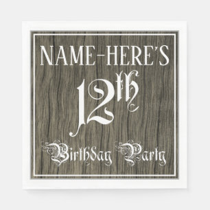 Serviette En Papier Fête du 12e anniversaire — Script fantaisie, Faux