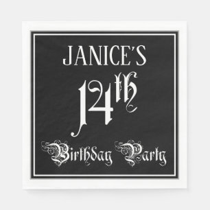 Serviette En Papier Fête du 14e anniversaire — Script fantaisie + Nom 