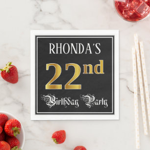 Serviette En Papier Fête du 22e anniversaire — Script fantaisie, Faux 