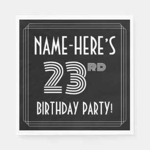 Serviette En Papier Fête du 23e anniversaire : Style Art Déco + Nom pe