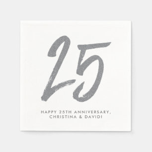 Serviette En Papier Fête du 25e anniversaire d'Argent personnalisée