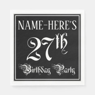 Serviette En Papier Fête du 27e anniversaire — Script fantaisie + Nom
