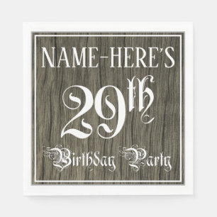 Serviette En Papier Fête du 29e anniversaire — Script fantaisie, Faux 