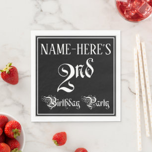 Serviette En Papier Fête du 2ème anniversaire — Script fantaisie + Nom