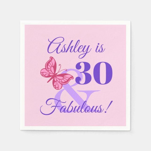 Serviette En Papier Fête du 30e anniversaire pour les femmes (Devant)