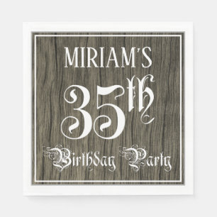 Serviette En Papier Fête du 35e anniversaire — Script fantaisie, Faux 