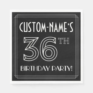 Serviette En Papier Fête du 36e anniversaire : Style Art Déco + Nom pe