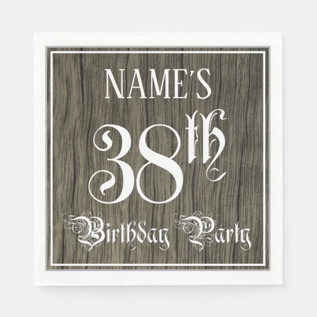 Serviette En Papier Fête du 38e anniversaire — Script fantaisie, Faux  (Devant)