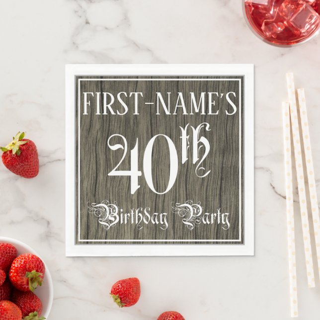 Serviette En Papier Fête du 40e anniversaire — Script fantaisie, Faux  (En situation)