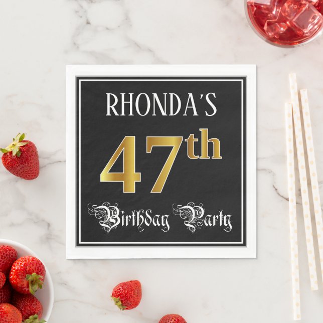Serviette En Papier Fête du 47e anniversaire — Script fantaisie, Faux  (En situation)