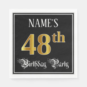 Serviette En Papier Fête du 48e anniversaire — Script fantaisie, Faux 