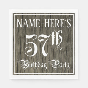 Serviette En Papier Fête du 57e anniversaire — Script fantaisie, Faux 